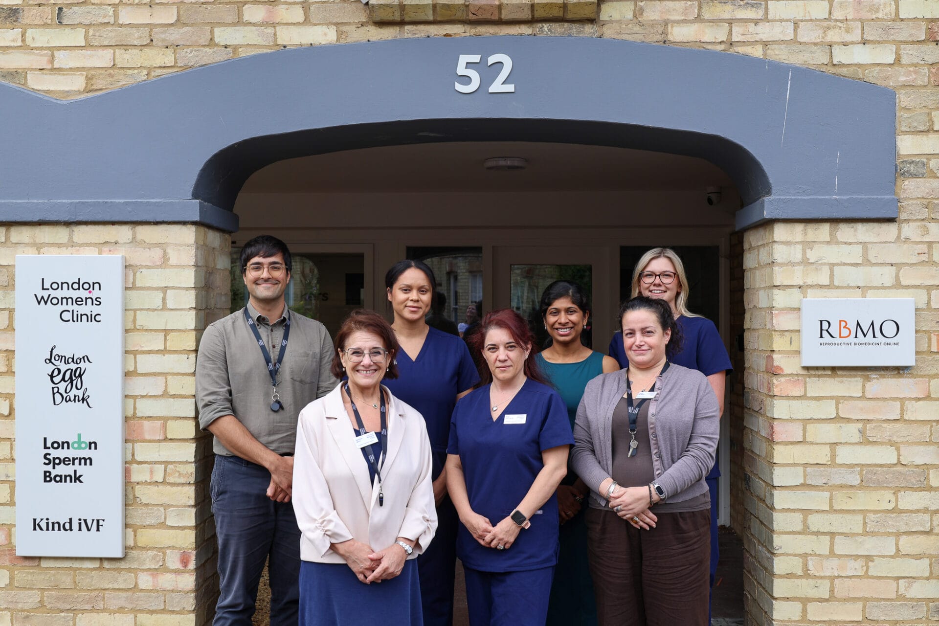 Cambridge Kind ivf team standing in the entrance